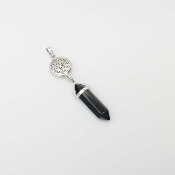 Onyx Point Pendant with Flower of Life charm