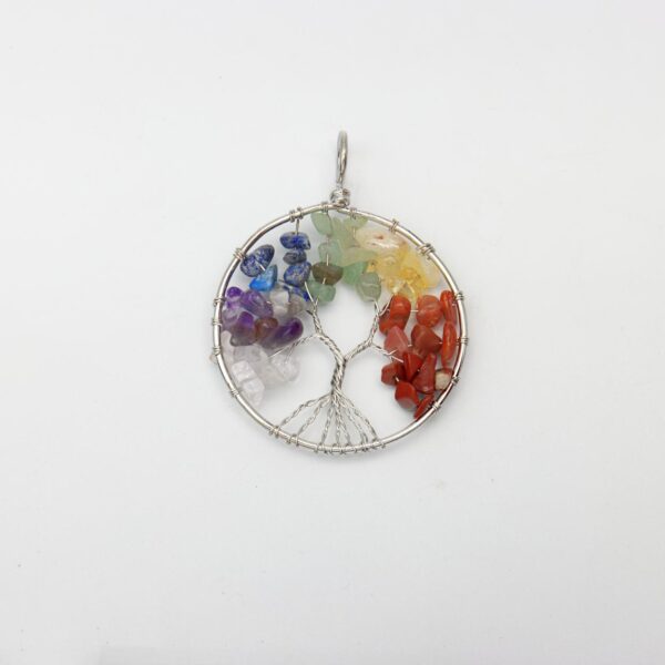 Wire Tree of Life pendant with Chakra chips