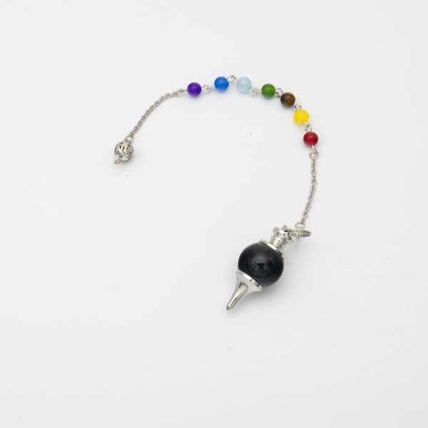 Ball-shaped Onyx pendulum with Chakra chain